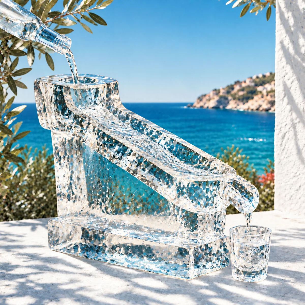 Luge à vodka sculptée dans la glace
